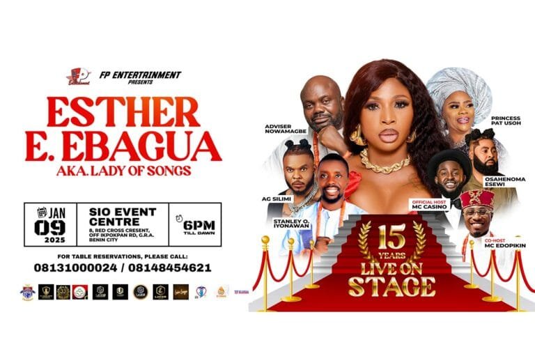 Esther Edokpayi Ebagua (Lady of Songs) – 15years on Stage